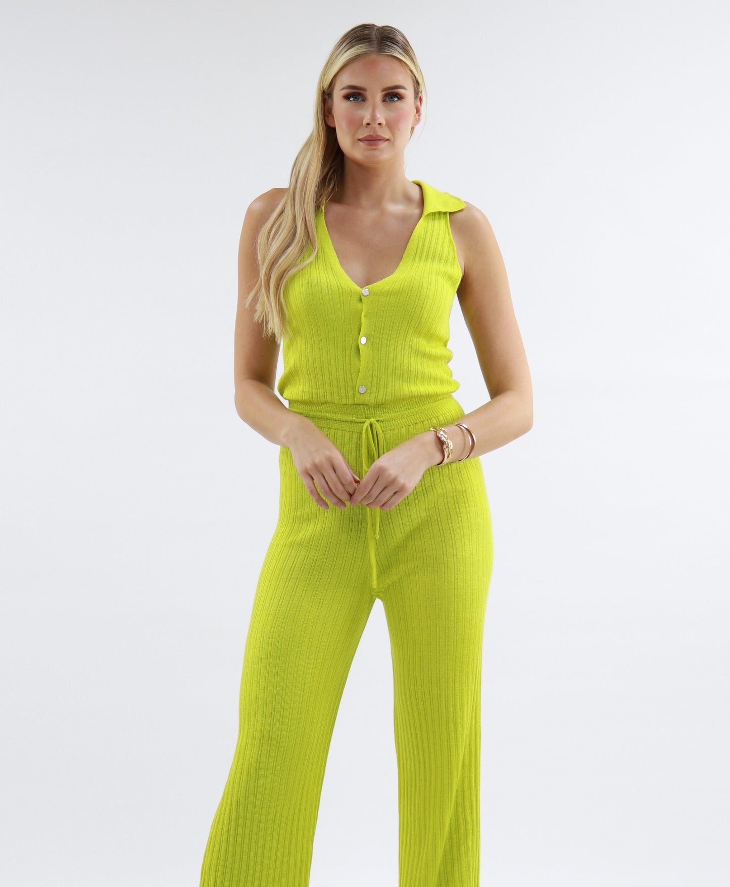 Collared Jumpsuit In Apple Green