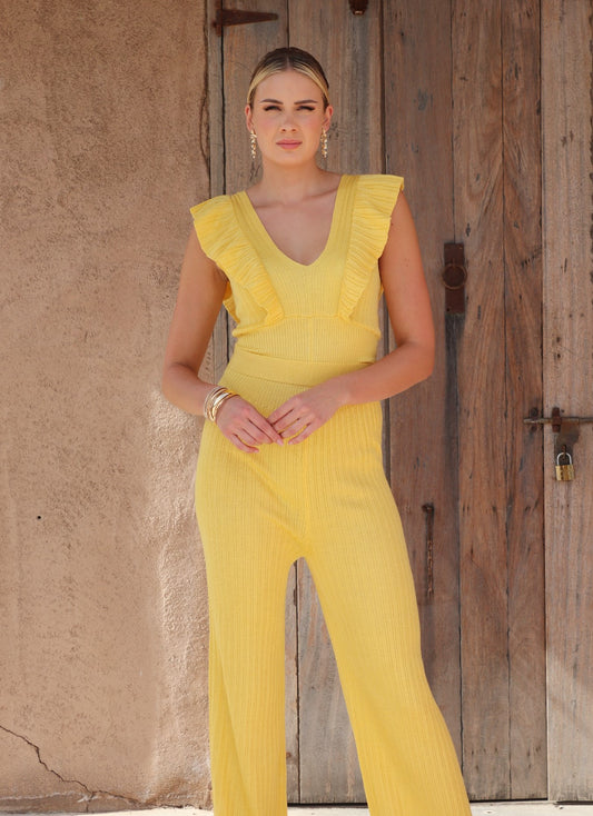 Flared Jumpsuit In Yellow