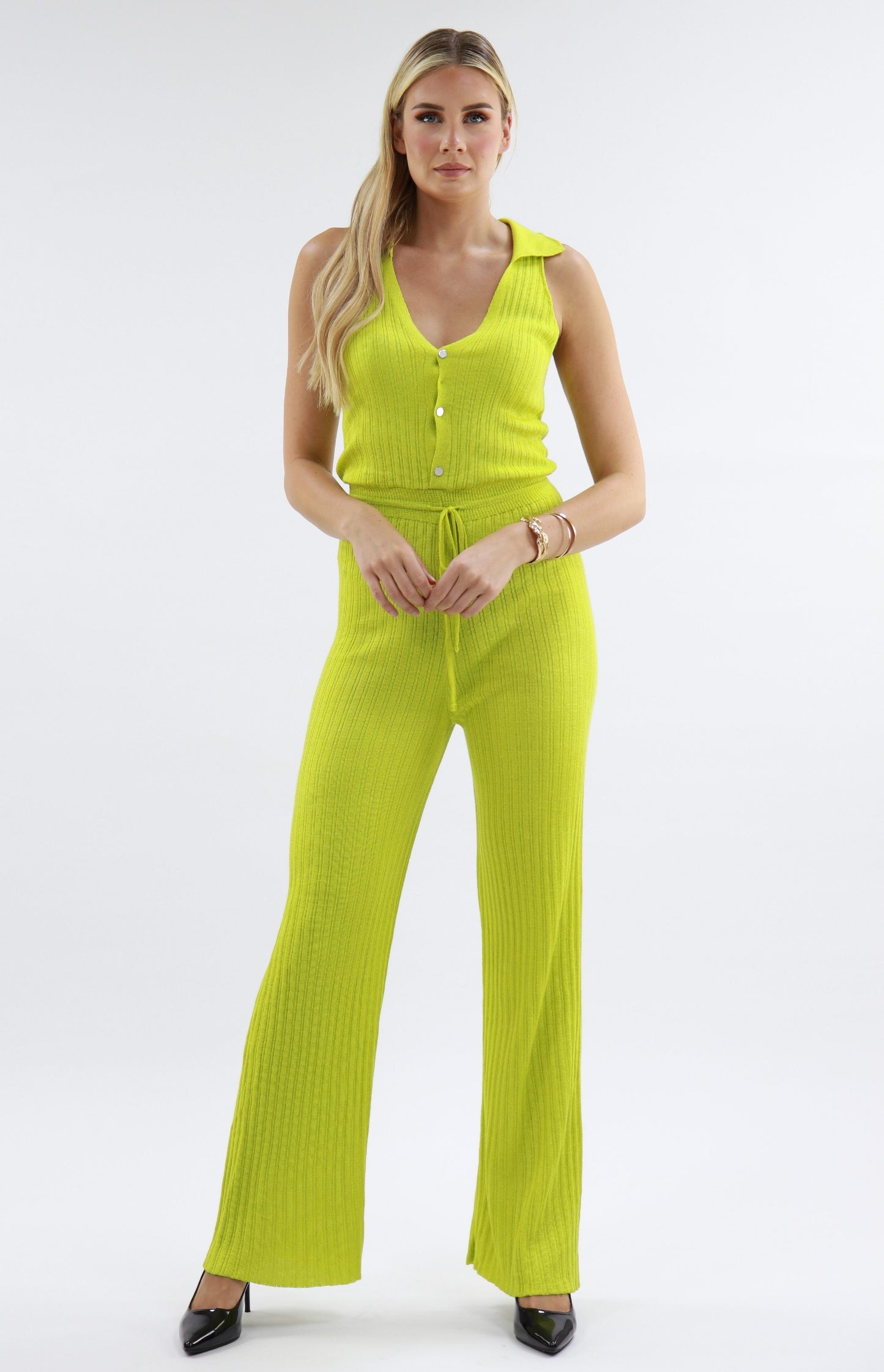 Collared Jumpsuit In Apple Green