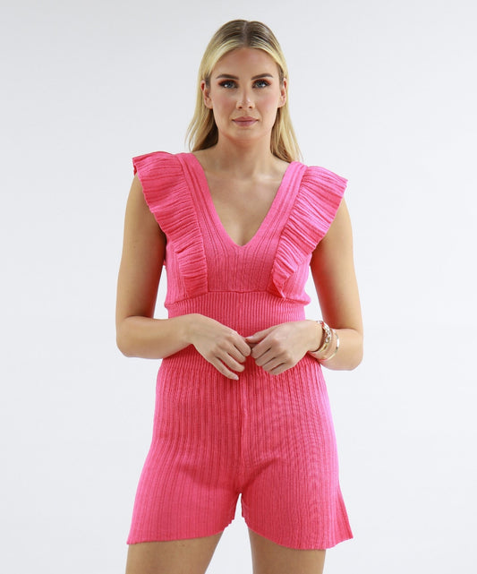 Flared Romper In Rose Pink