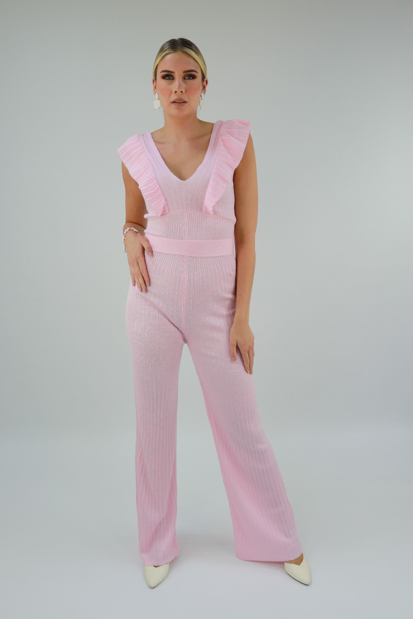 Flared Jumpsuit In Light Pink