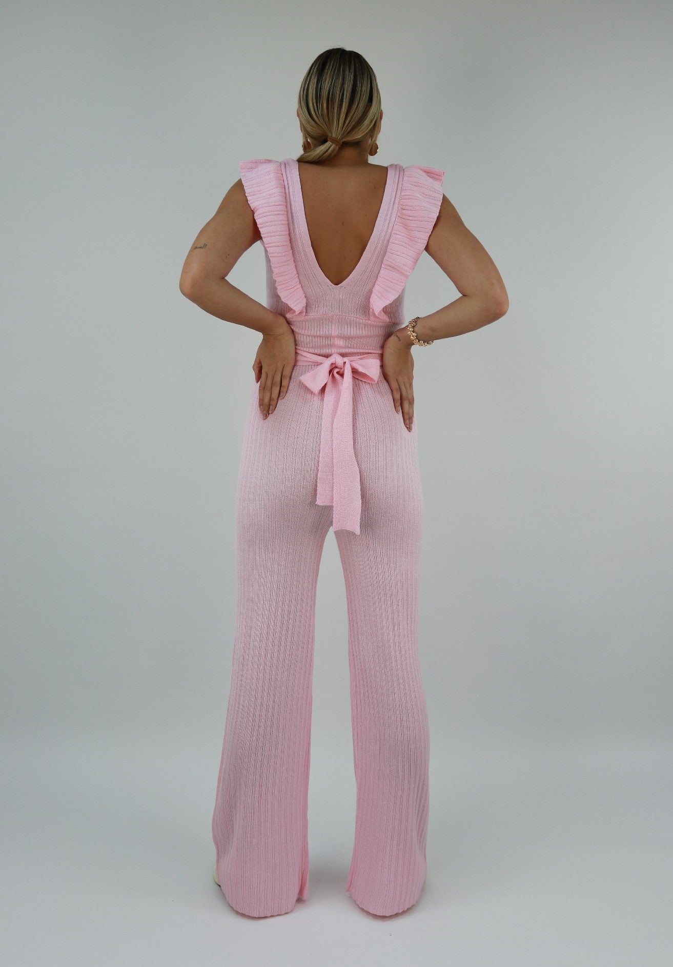 Flared Jumpsuit In Light Pink