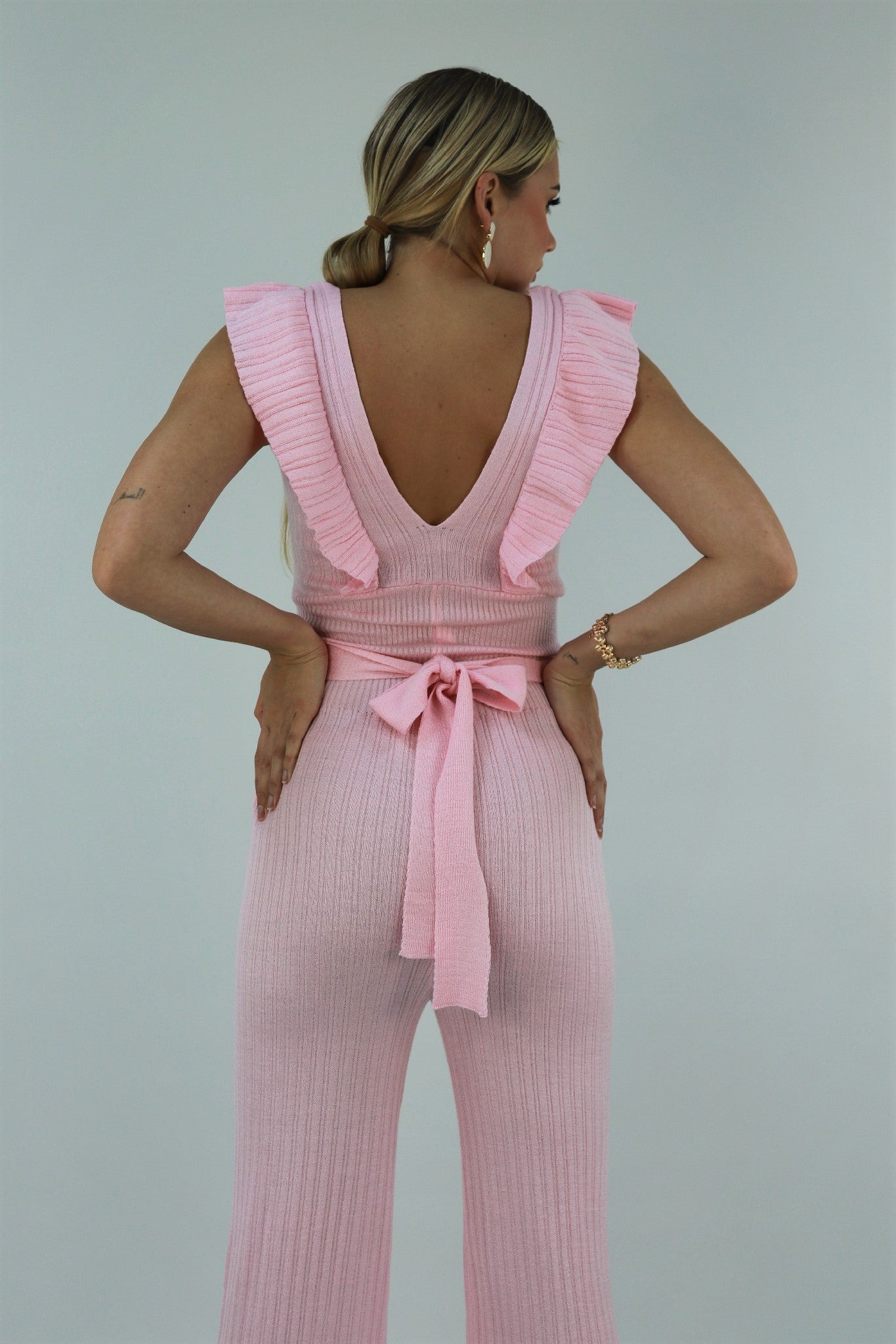 Flared Jumpsuit In Light Pink