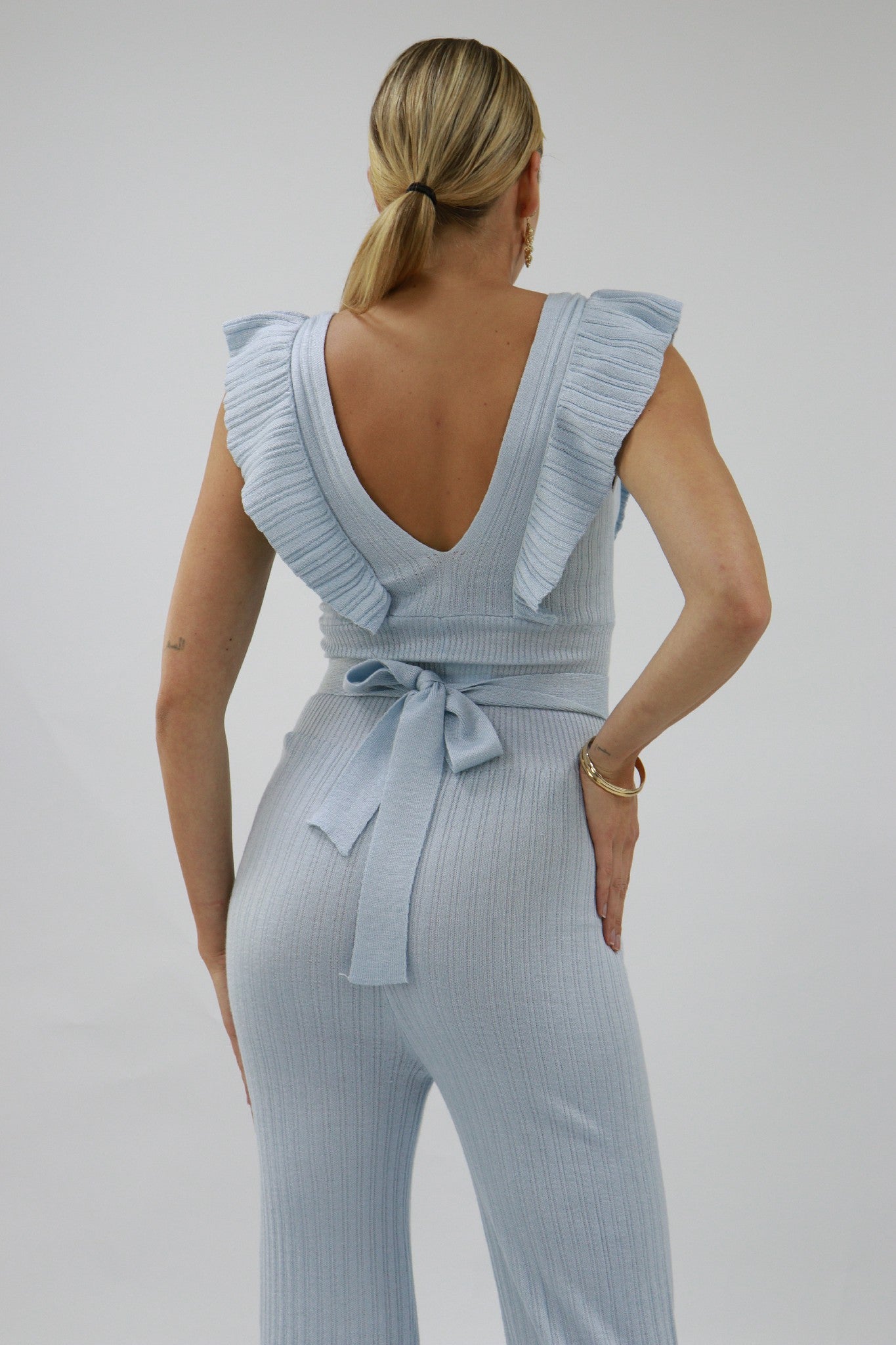 Flared Jumpsuit In Light Blue