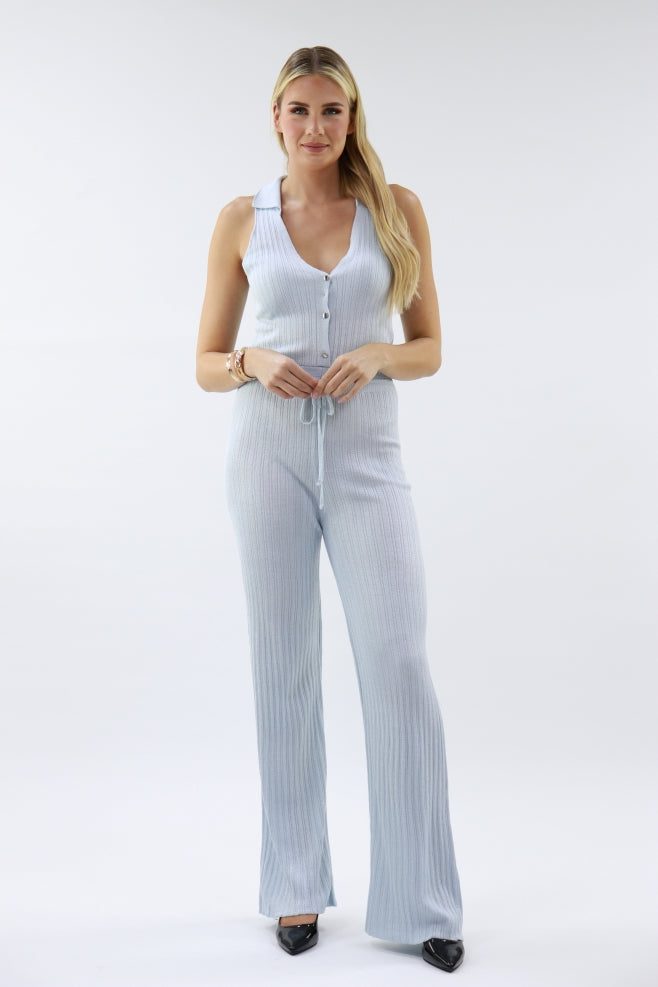 Collared Jumpsuit In Light Blue