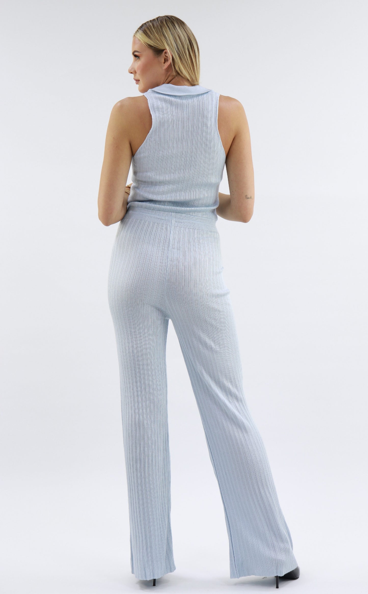 Collared Jumpsuit In Light Blue