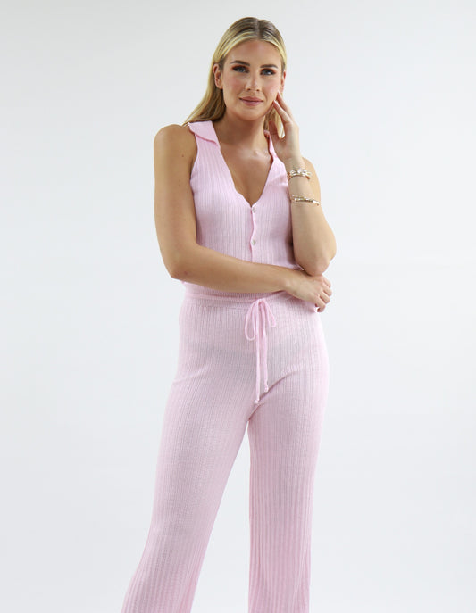 Collared Jumpsuit Light Pink