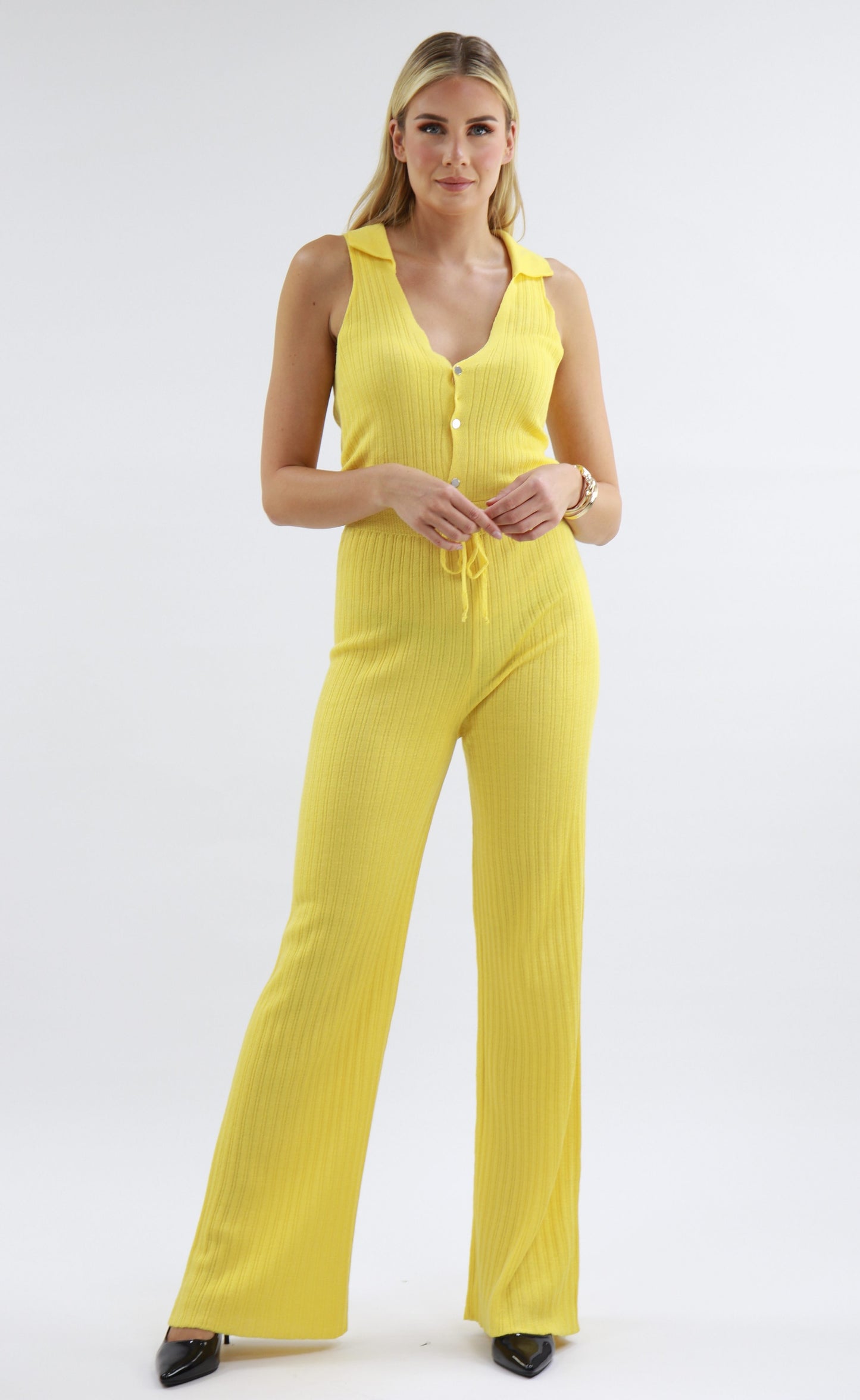 Collared Jumpsuit In Yellow