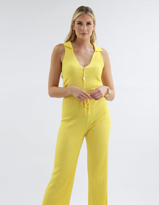 Collared Jumpsuit In Yellow