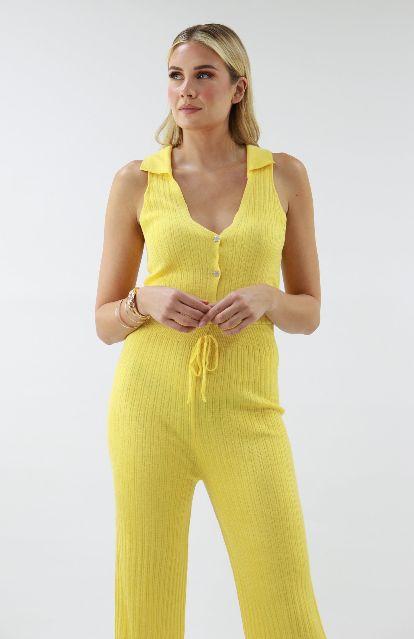 Collared Jumpsuit In Yellow