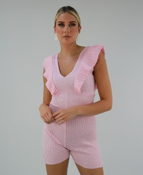 Flared Romper In Light Pink