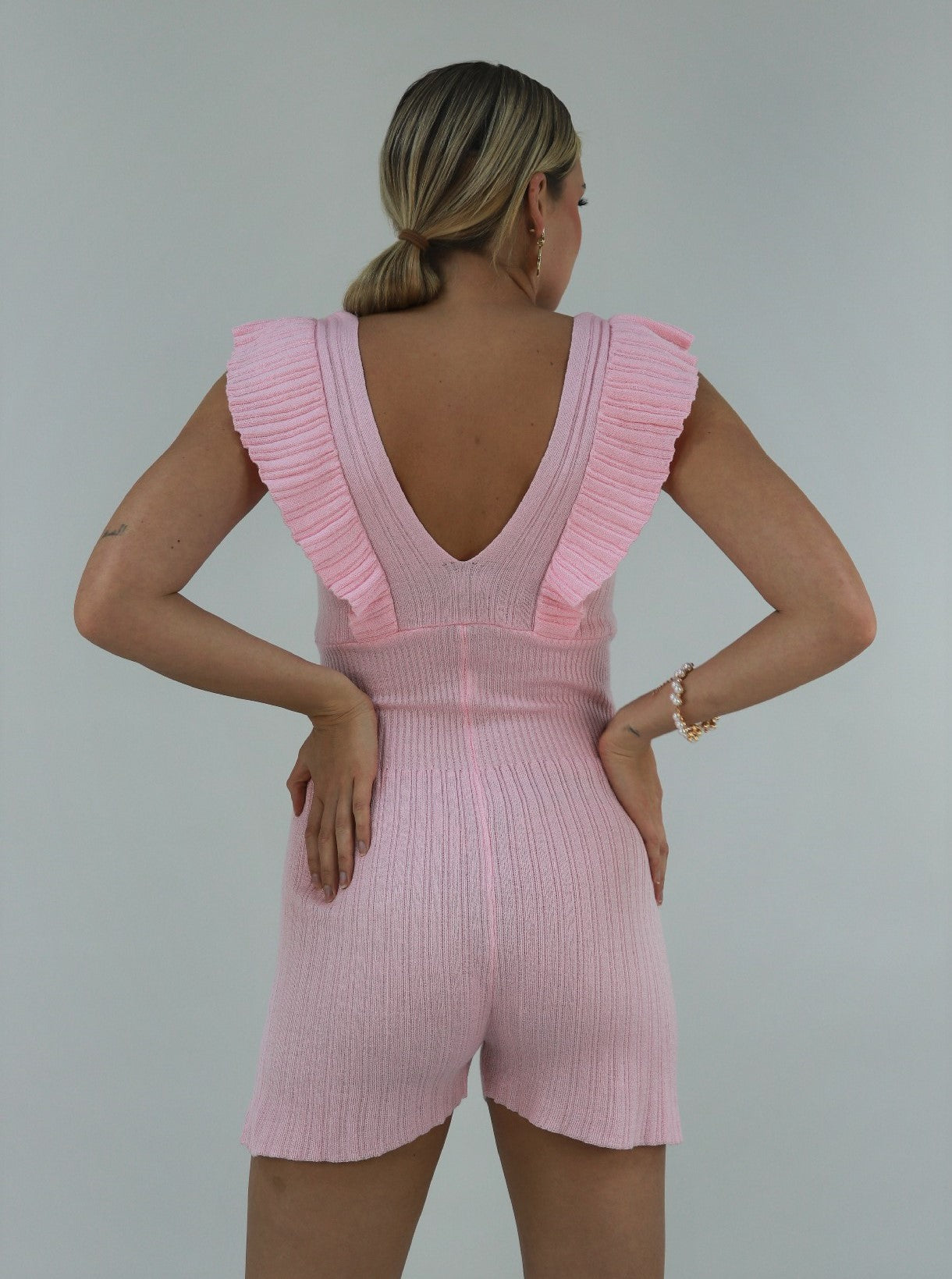 Flared Romper In Light Pink