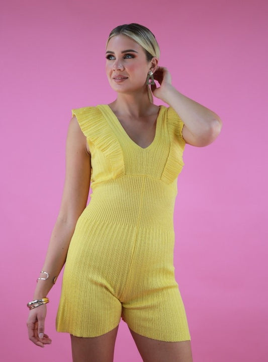 Flared Romper In Yellow